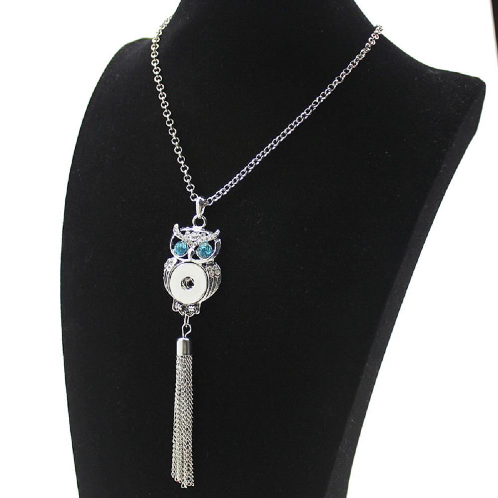 High Quality Rudder white Rhinestone metal snap Necklaces fit 18/20mm snap buttons jewelry
