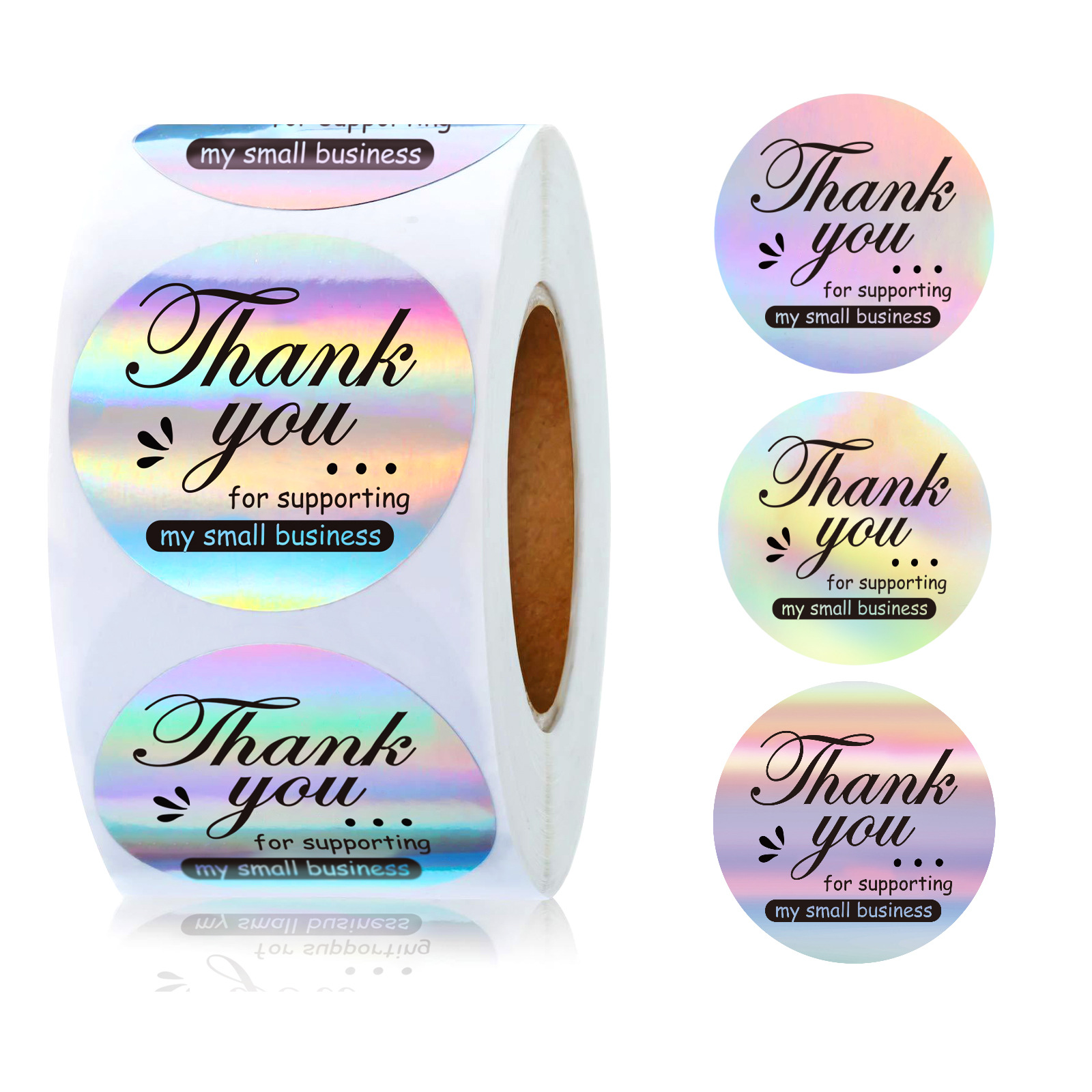 Laser thank you stickers 500 sheets/roll thank you wedding shopping tote bag thank you stickers