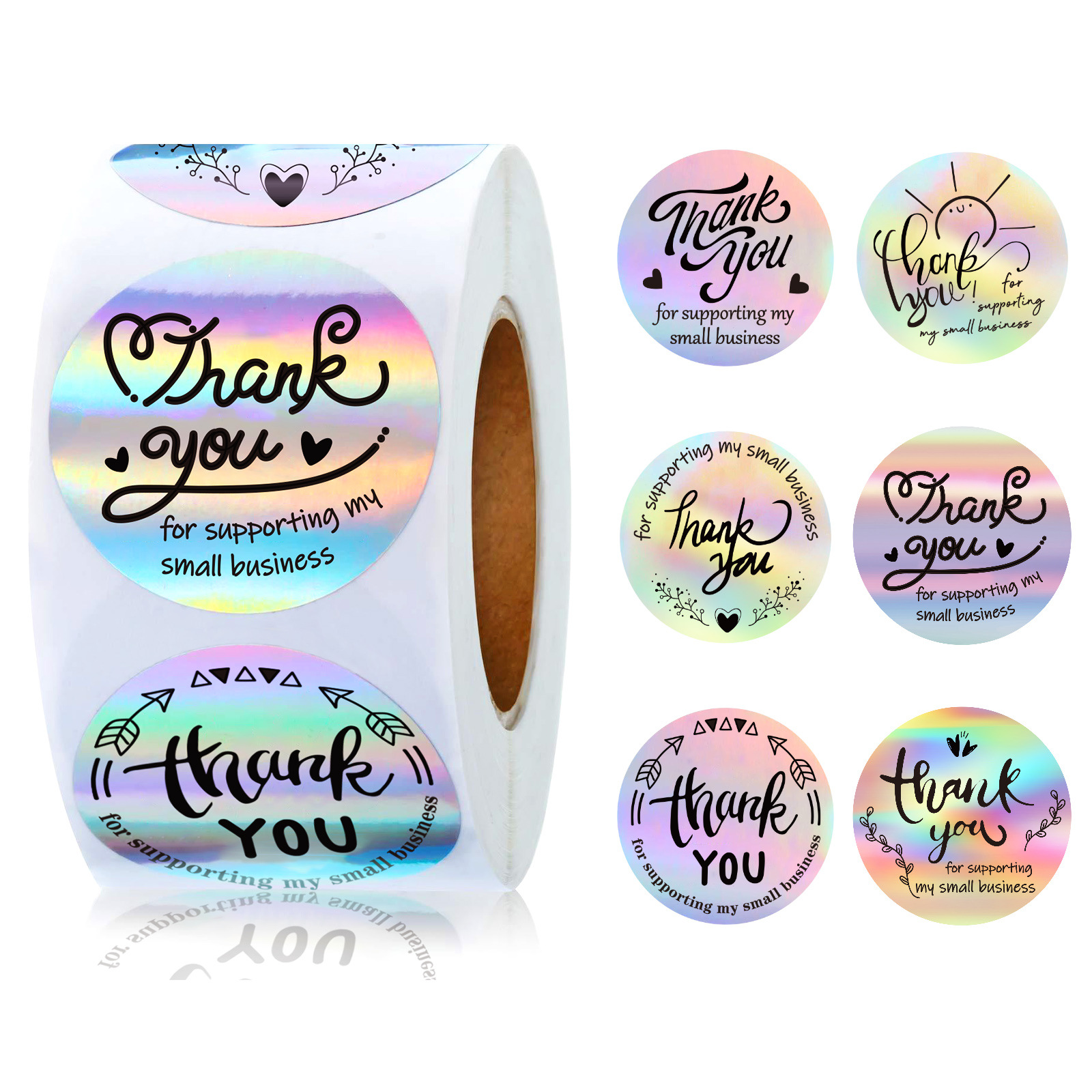 Laser thank you stickers 500 sheets/roll thank you wedding shopping tote bag thank you stickers