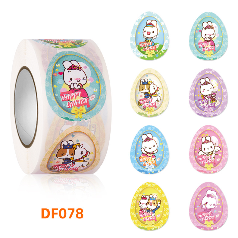 500PCS Easter self-adhesive label roll sticker packaging seal sticker