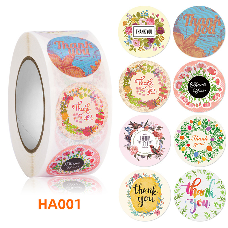 500PCS Thank you self-adhesive label roll sticker packaging seal sticker