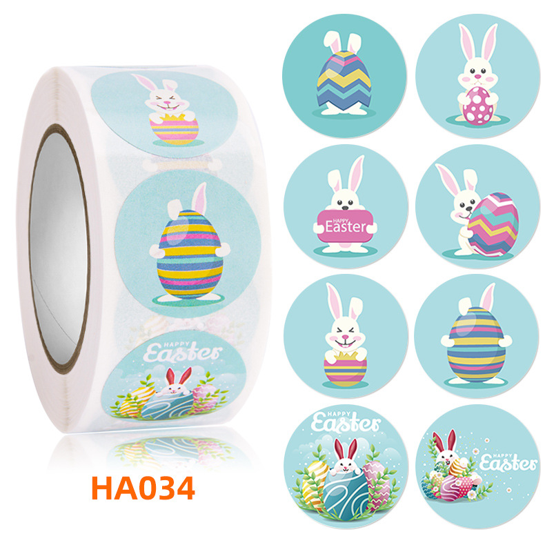 500PCS Easter self-adhesive label roll sticker packaging seal sticker