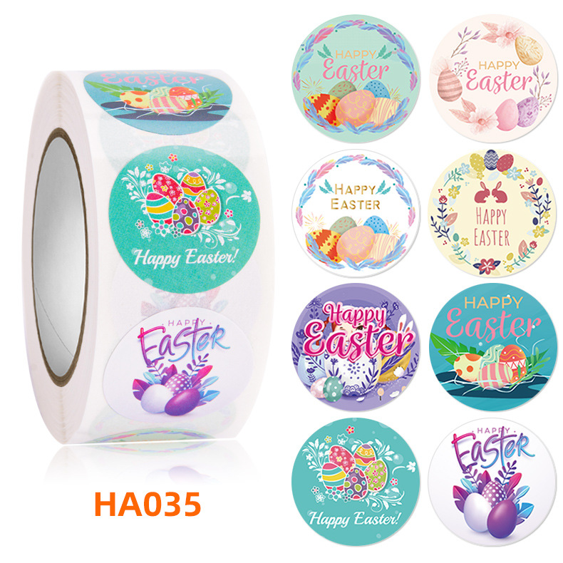 500PCS Easter self-adhesive label roll sticker packaging seal sticker