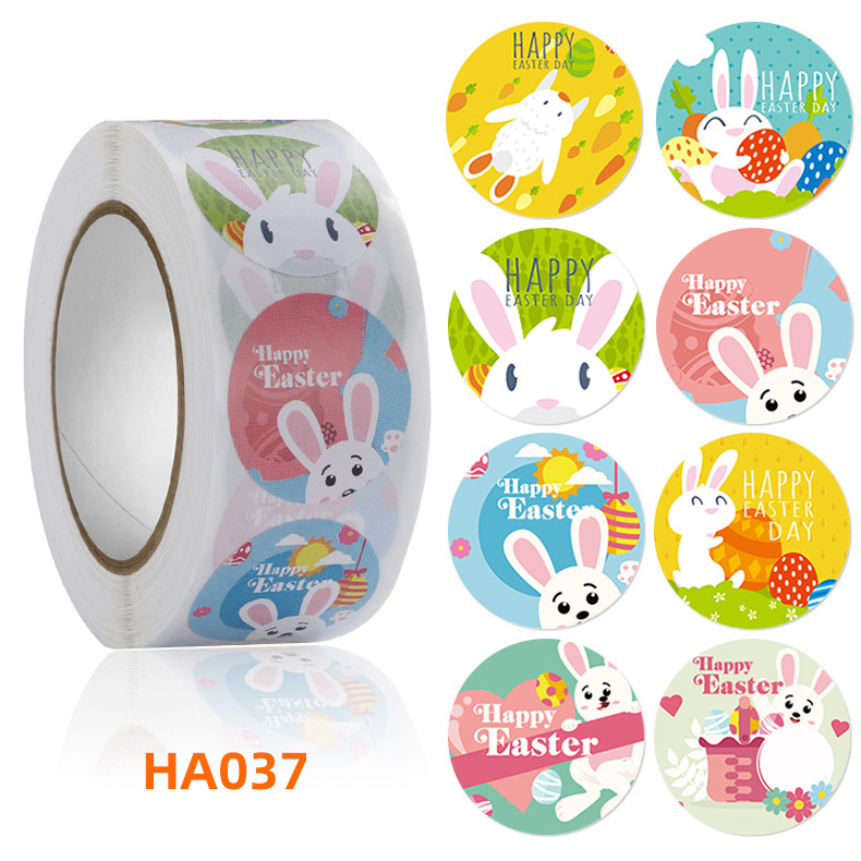 500PCS Easter self-adhesive label roll sticker packaging seal sticker