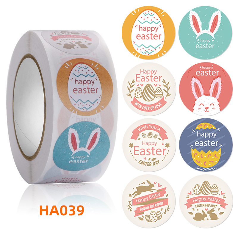 500PCS Easter self-adhesive label roll sticker packaging seal sticker