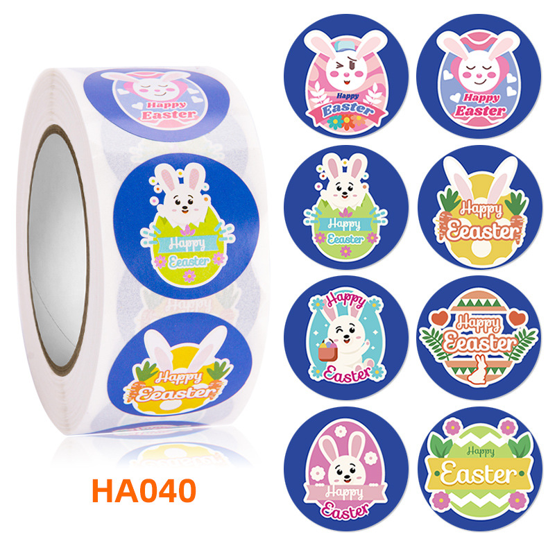 500PCS Easter self-adhesive label roll sticker packaging seal sticker