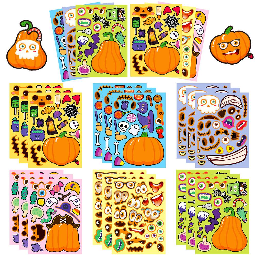 6pcs/pack Halloween pumpkin puzzle stickers
