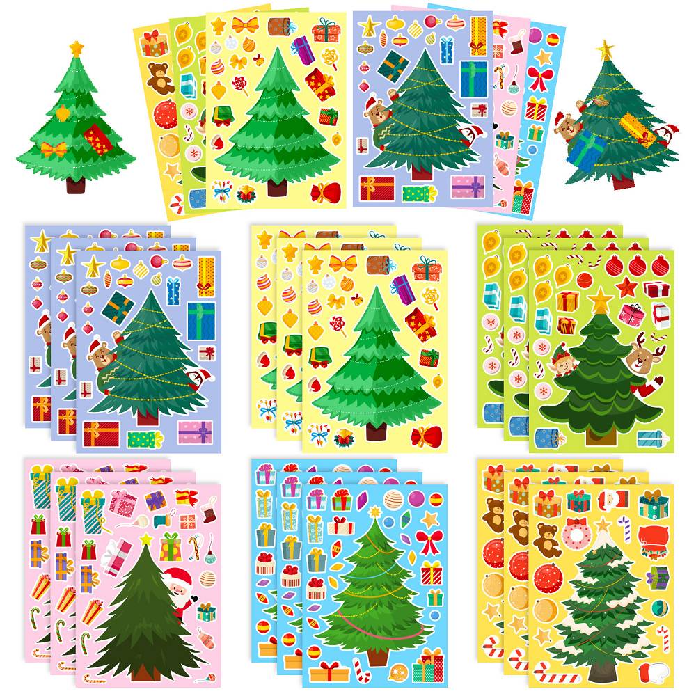 6pcs/pack of Christmas tree face swap stickers