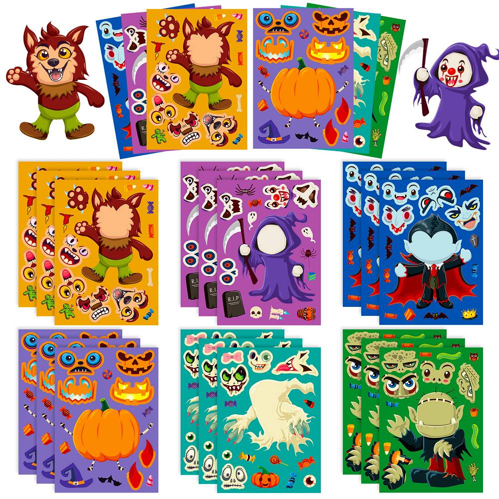 6 pcs/pack Halloween face-changing stickers