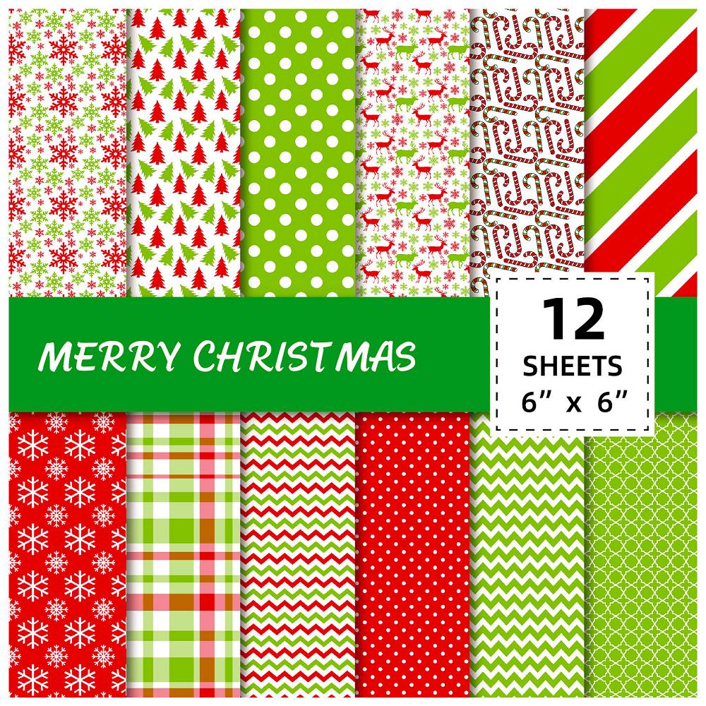 12 sheets/pack cross-border hot-selling handbook material package with colorful Christmas material paper scrapbook card making background paper