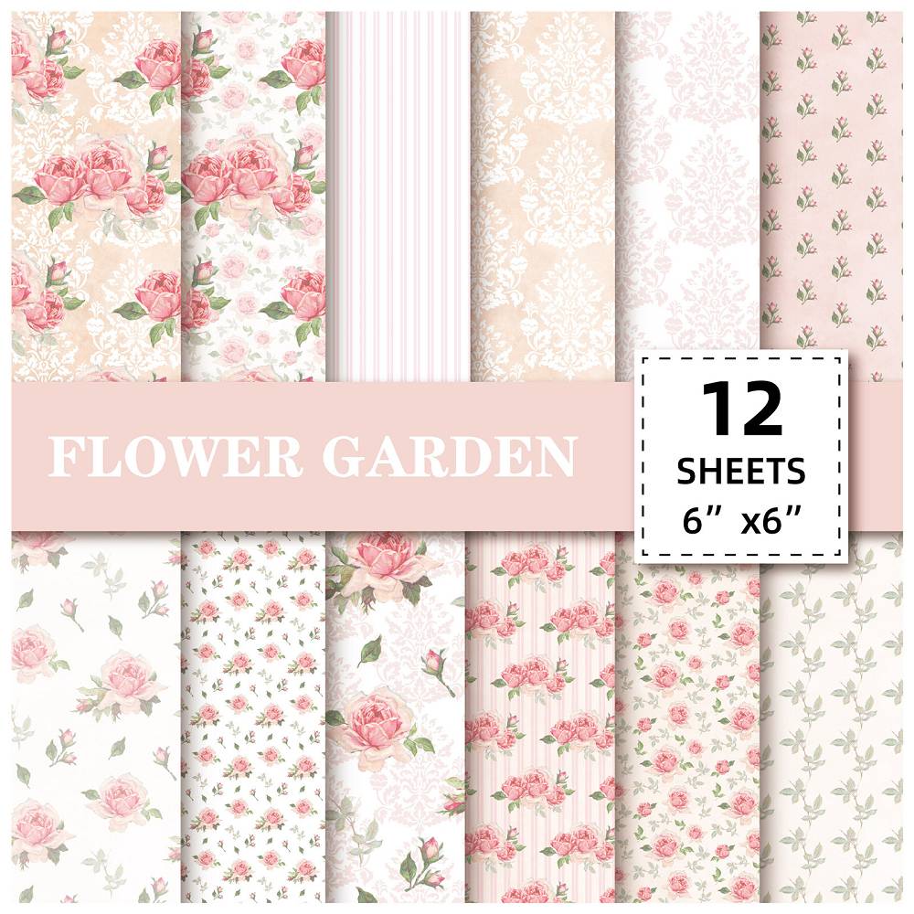12 pieces/package Oriental Pink Flower Morning Mist Garden Series INS Flower Handbook