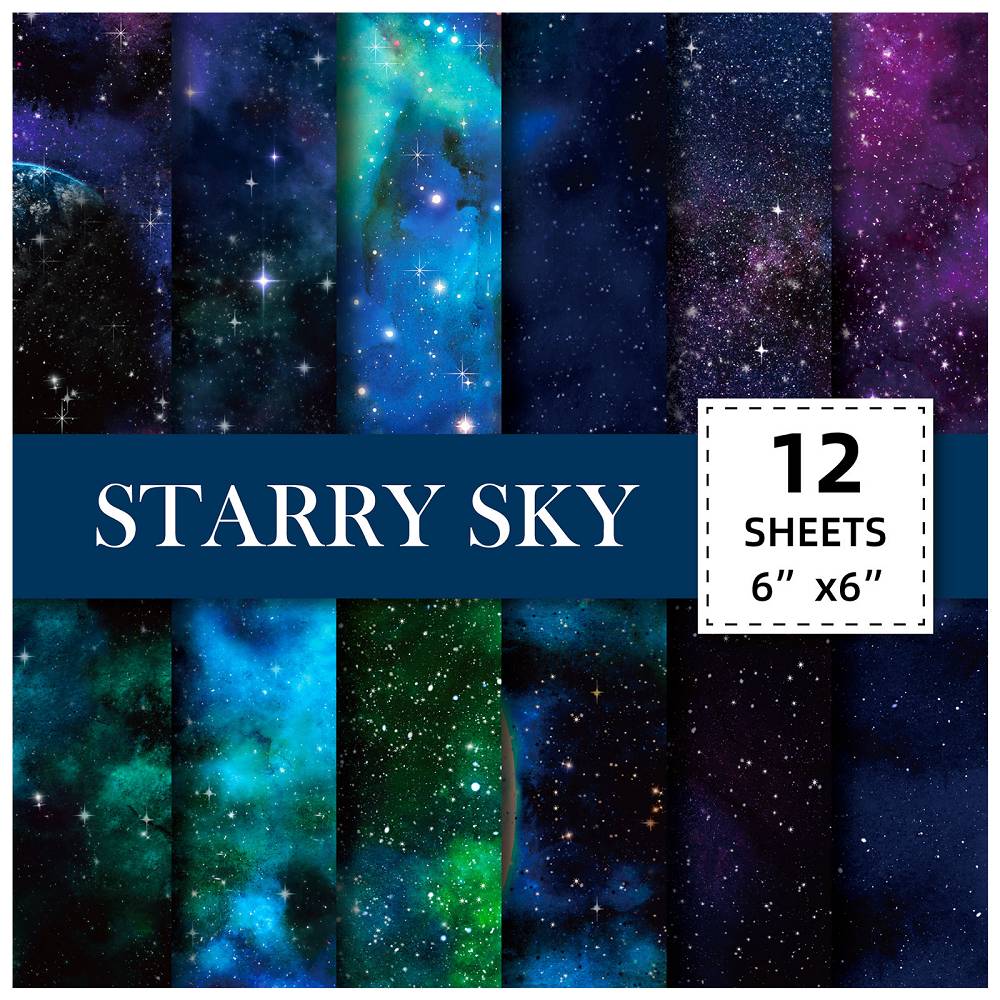 12 sheets/pack Earth Starry Sky DIY Handbook Material Printing Paper Single-sided Handmade Paper