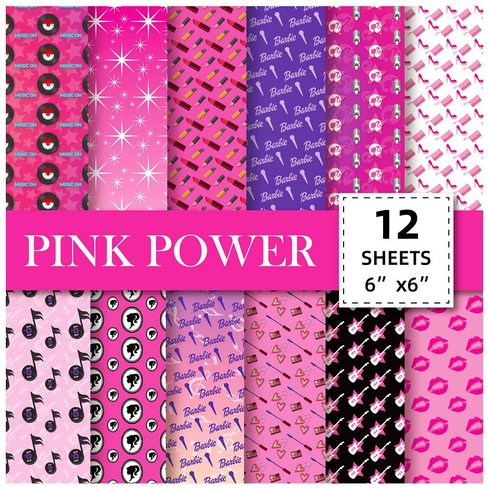 12 sheets/pack material paper popular Barbie pink simple handbook  background paper handmade photo album scrapbook pattern card paper