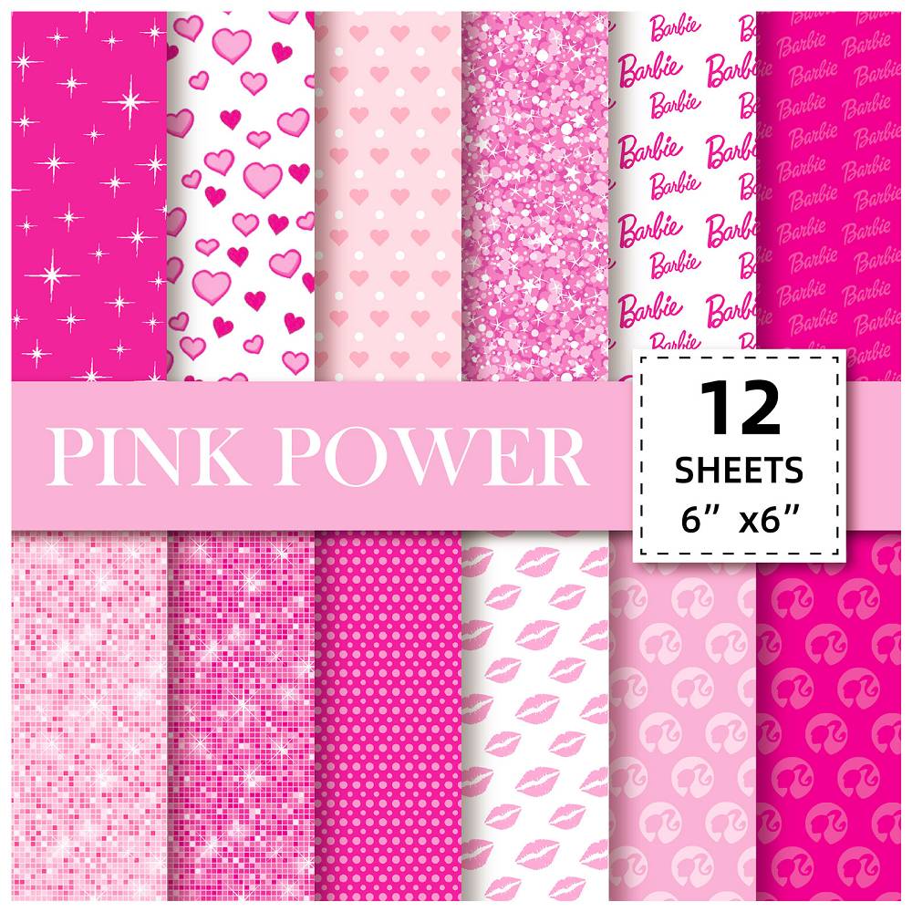 12 sheets/pack material paper popular Barbie pink simple handbook background paper handmade photo album scrapbook pattern card paper