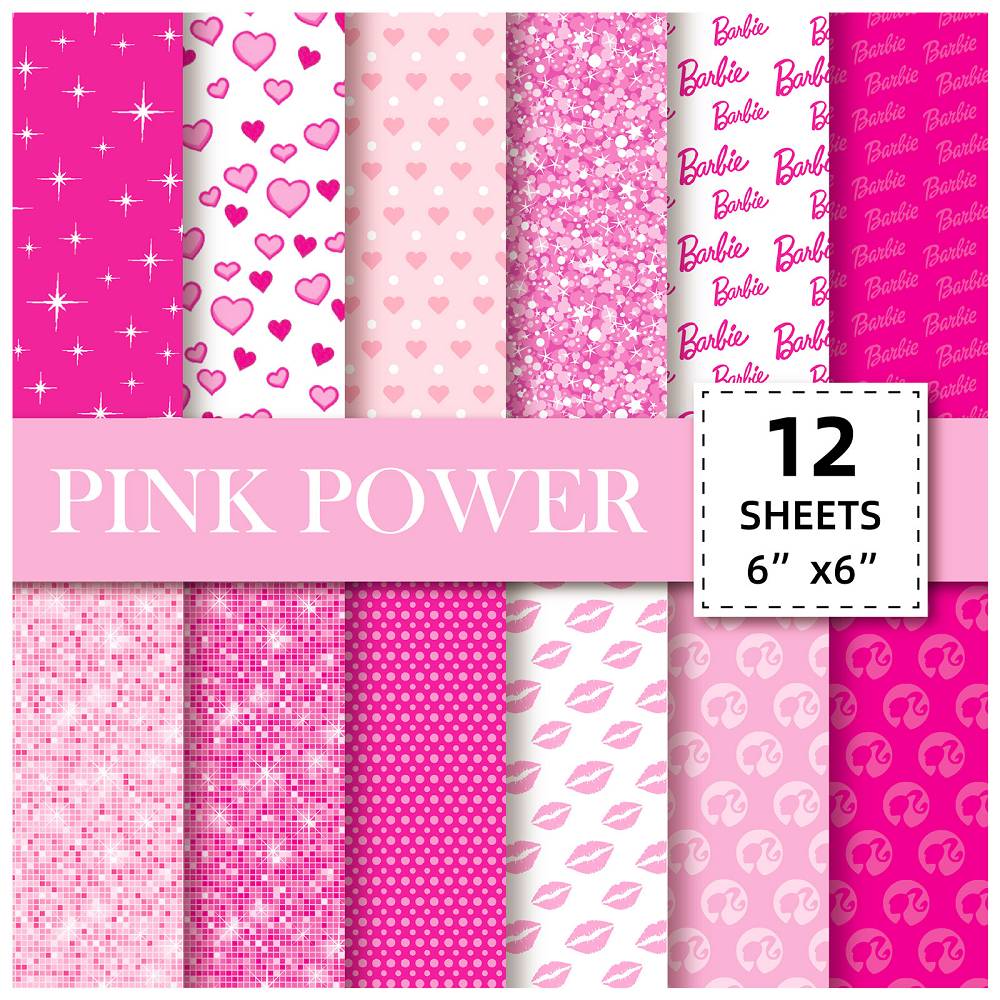 12 sheets/pack material paper popular Barbie pink simple handbook  background paper handmade photo album scrapbook pattern card paper