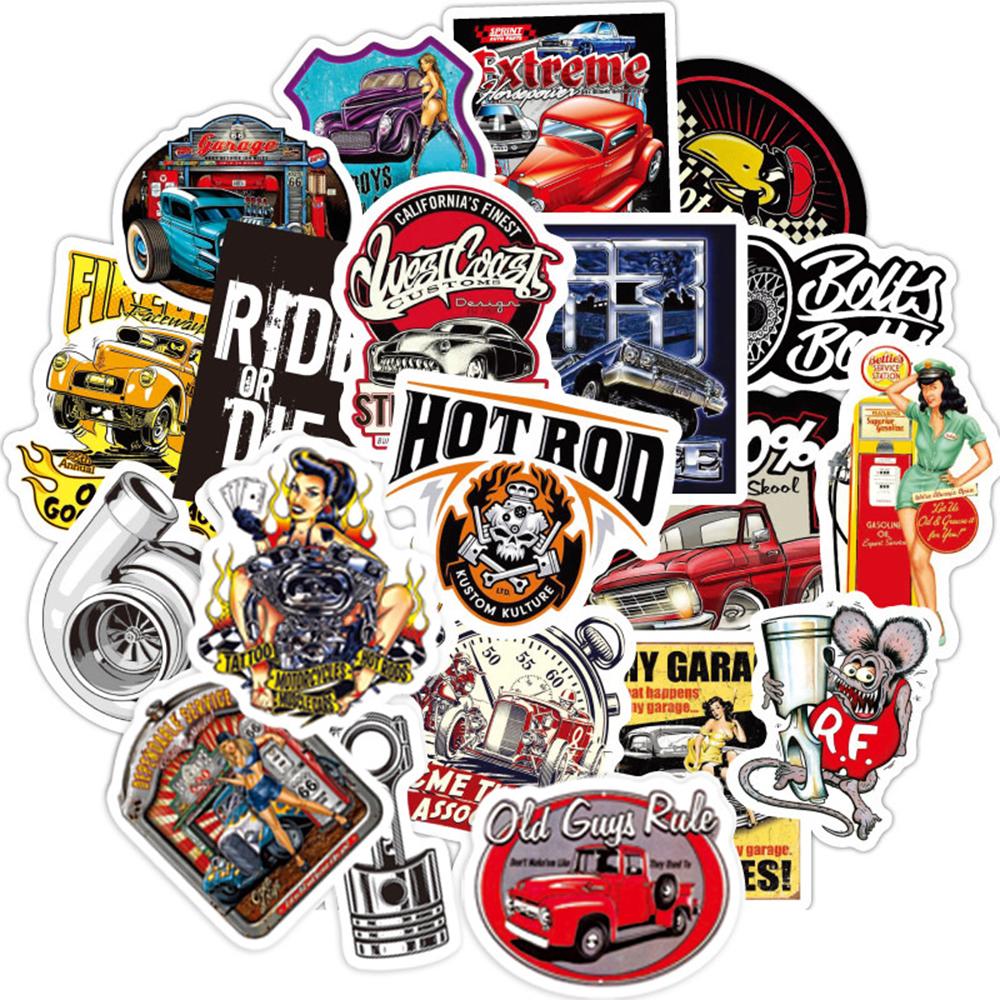 50 pcs modified classic car Laptop Waterproof Sticker