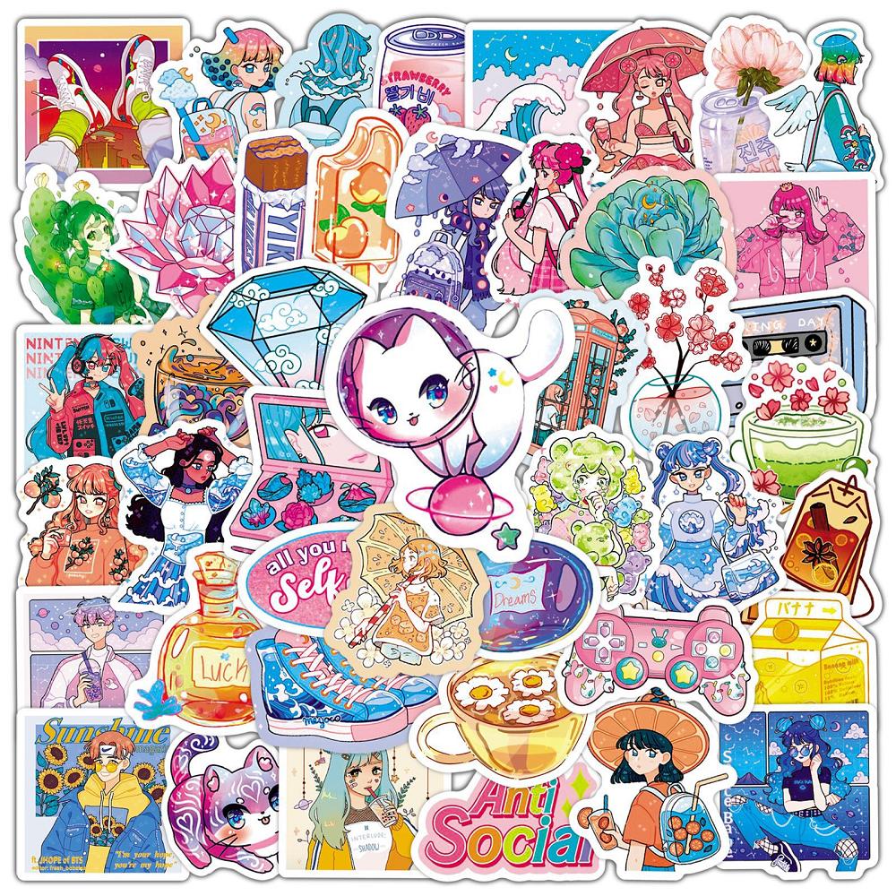 50 pcs Laptop Skateboard doodle Waterproof Sticker