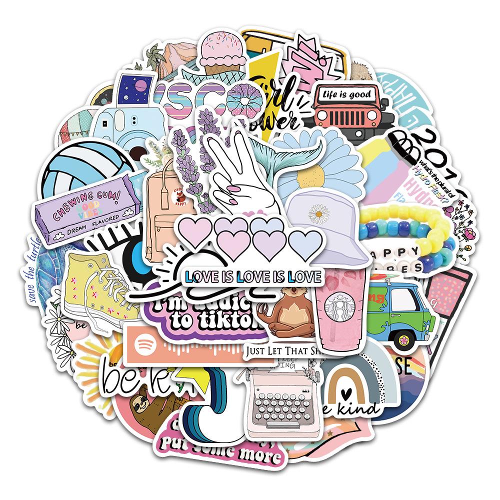 50 pcs Laptop Skateboard doodle Waterproof Sticker