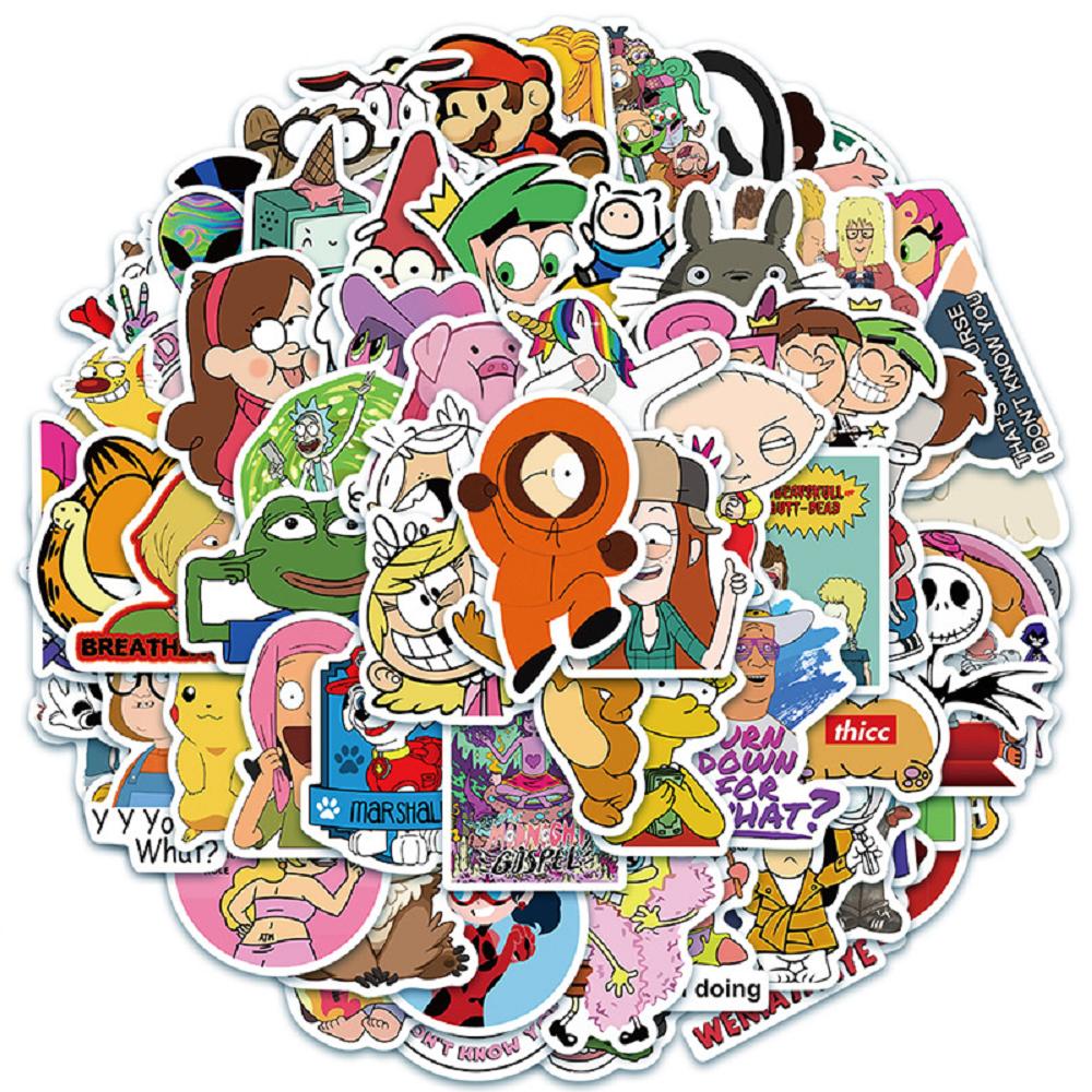 101 pcs Laptop Skateboard doodle Waterproof Sticker