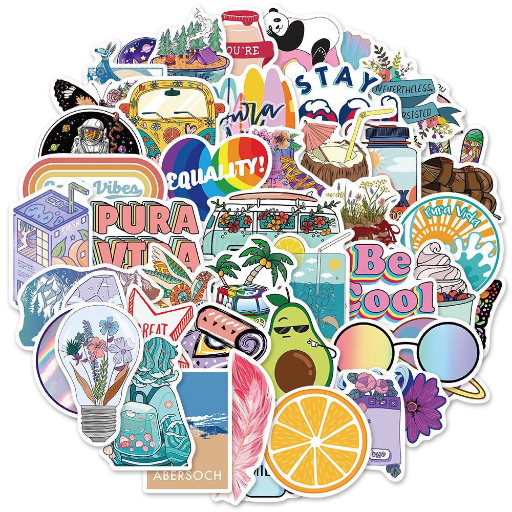 50 pcs Laptop Skateboard doodle Waterproof Sticker