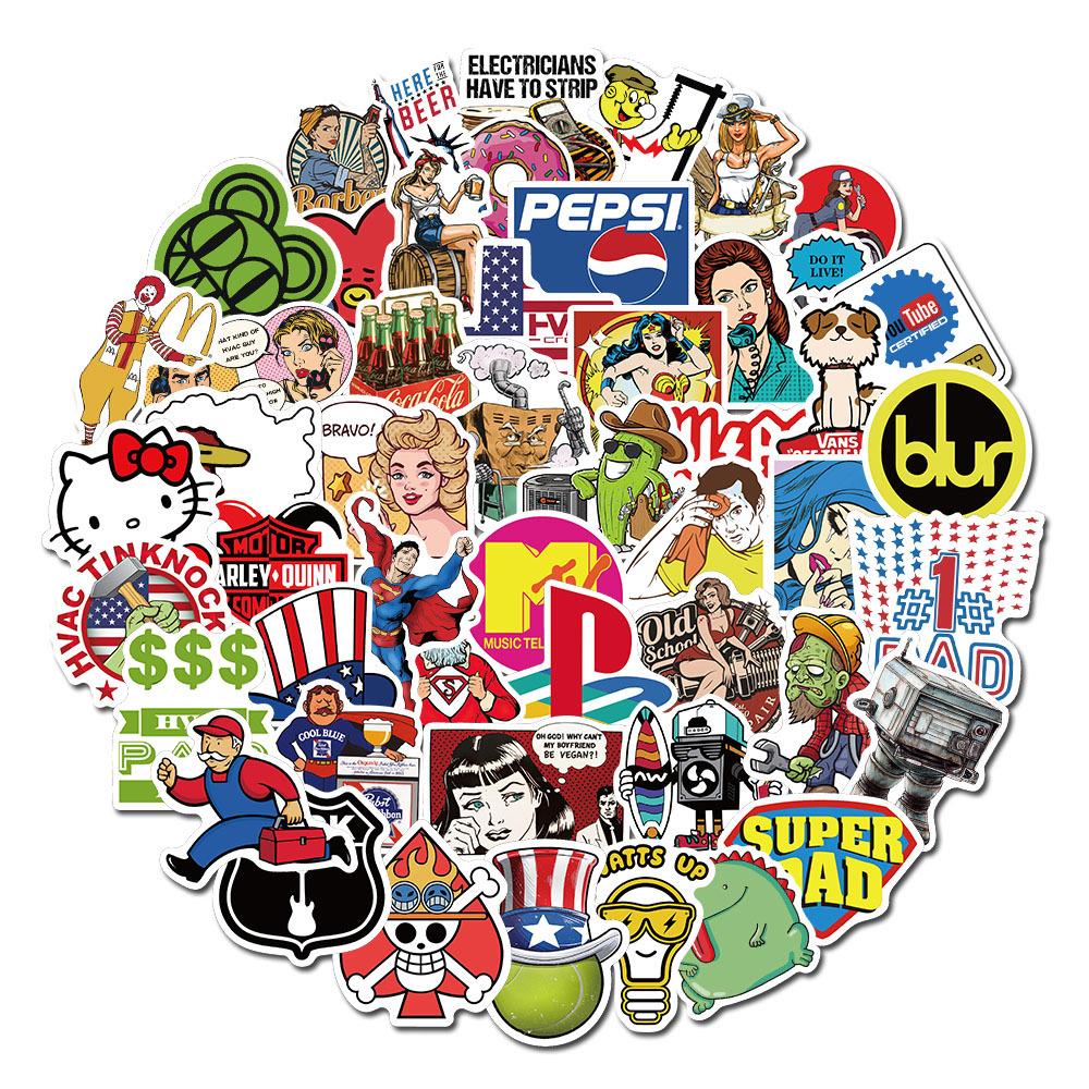 50 pcs Laptop Skateboard doodle Waterproof Sticker