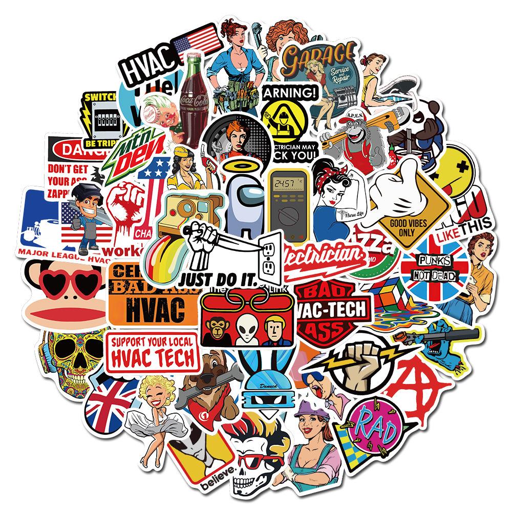 50 pcs Laptop Skateboard doodle Waterproof Sticker