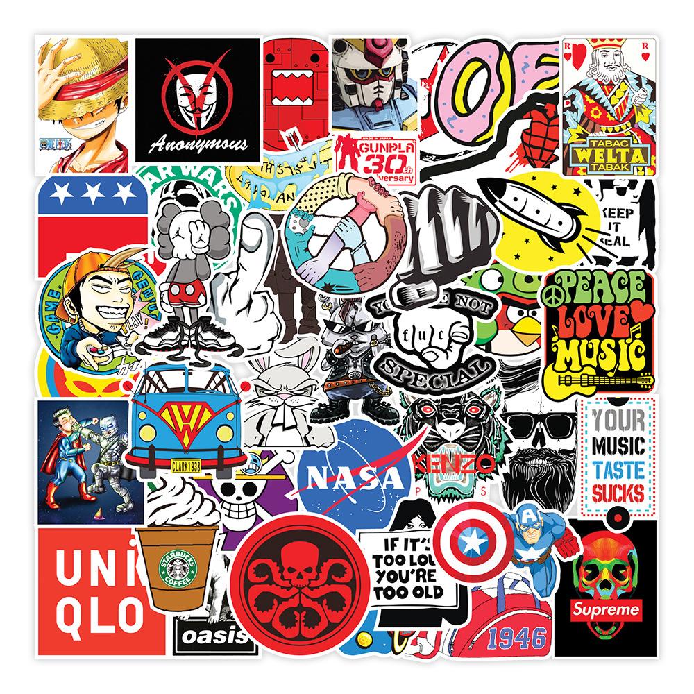 100 pcs Laptop Skateboard doodle Waterproof Sticker