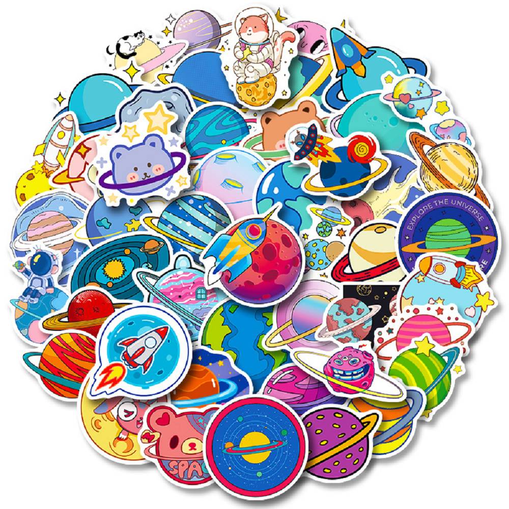 50 space planet graffiti stickers cross-border best-selling planet meteorite combination spaceman astronaut stickers