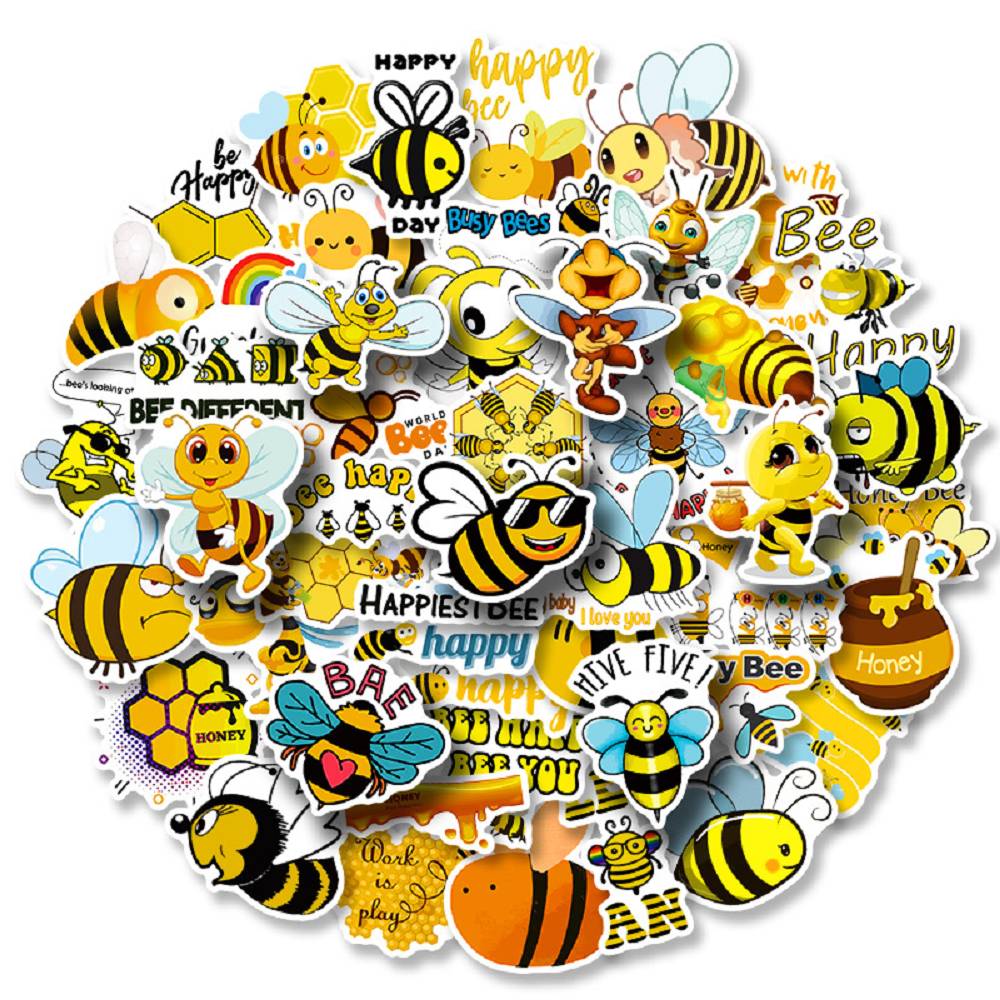 50 pieces of little bee stickers children's cartoon animal little bee kindergarten rewards small stickers suitcase stickers
