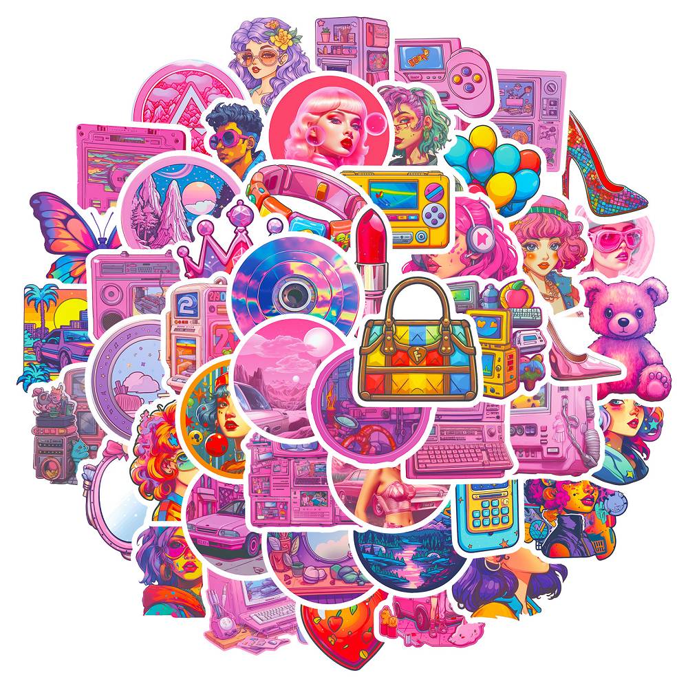 50 pieces of Y2K stickers Millennium style retro steam wave y2k colorful Korean style Harajuku girl sweet cool dopamine stickers