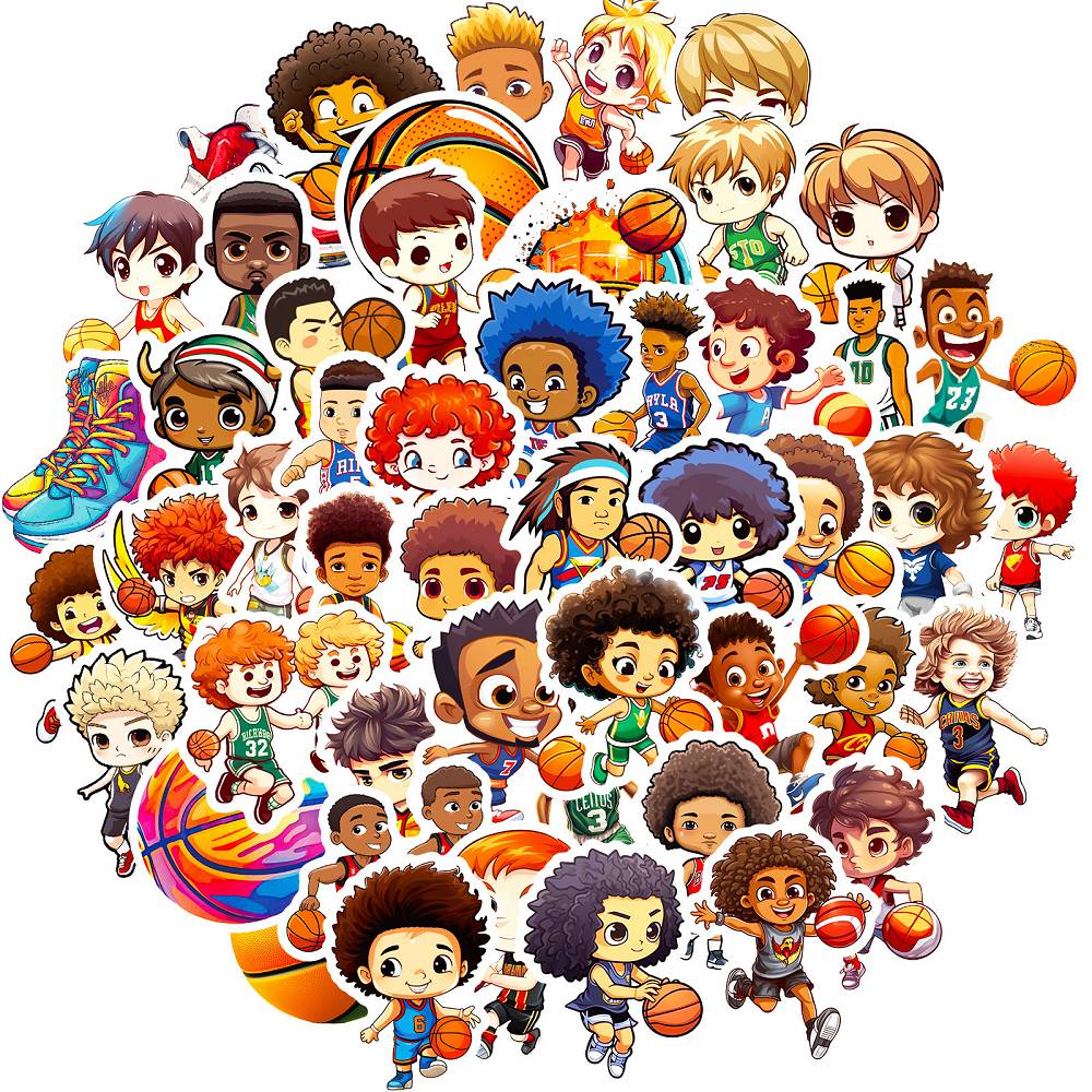 50 cute NBA boy stickers new cartoon cute anime basketball star slam dunk graffiti stickers