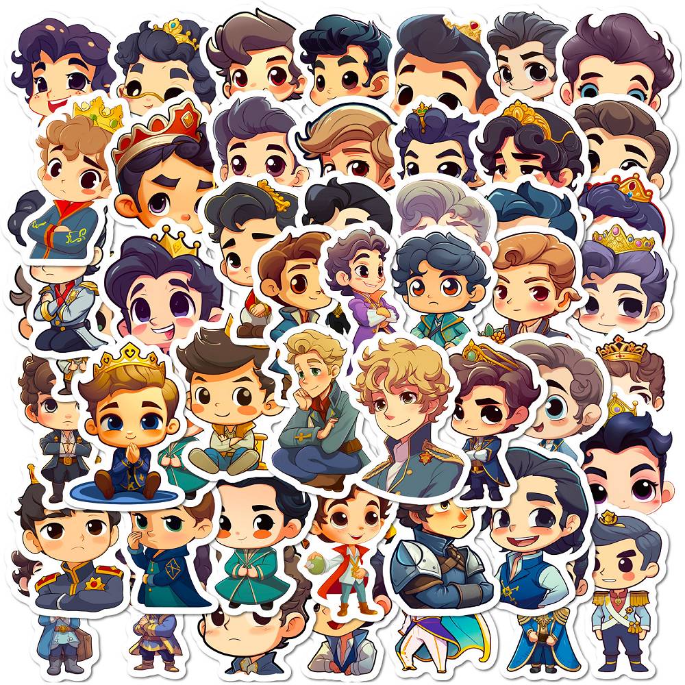 50 tribal boy stickers Q version cute cartoon prince character avatar stickers hand account material diy stickers
