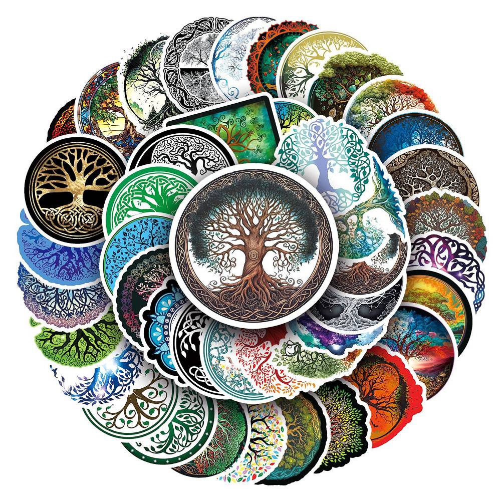 50 Tree of Life Doodle Stickers