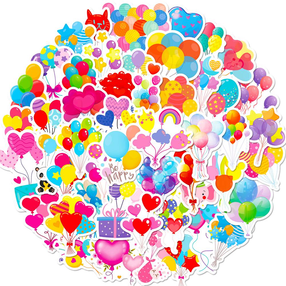 50 Holiday Decorative Balloon Stickers