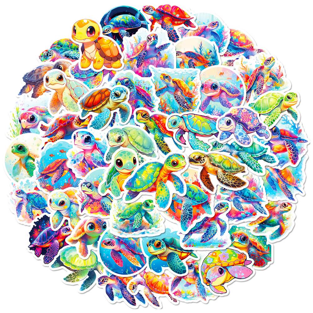 50 colorful turtle stickers
