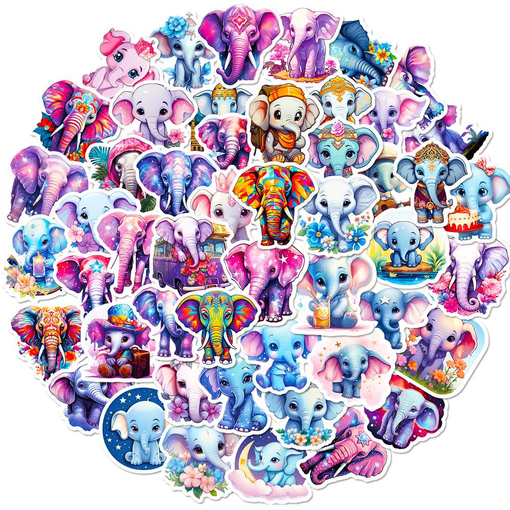 50 pink elephant stickers