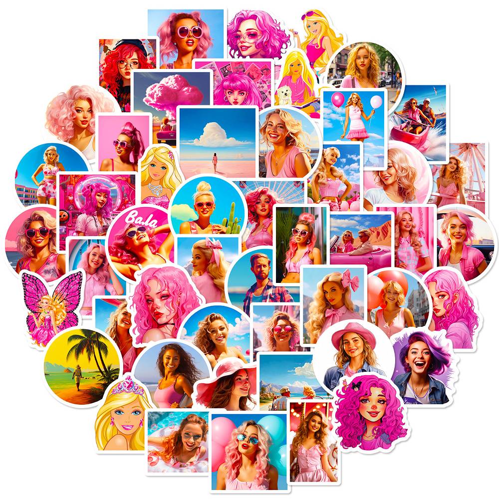 50 Pink Barbie Stickers