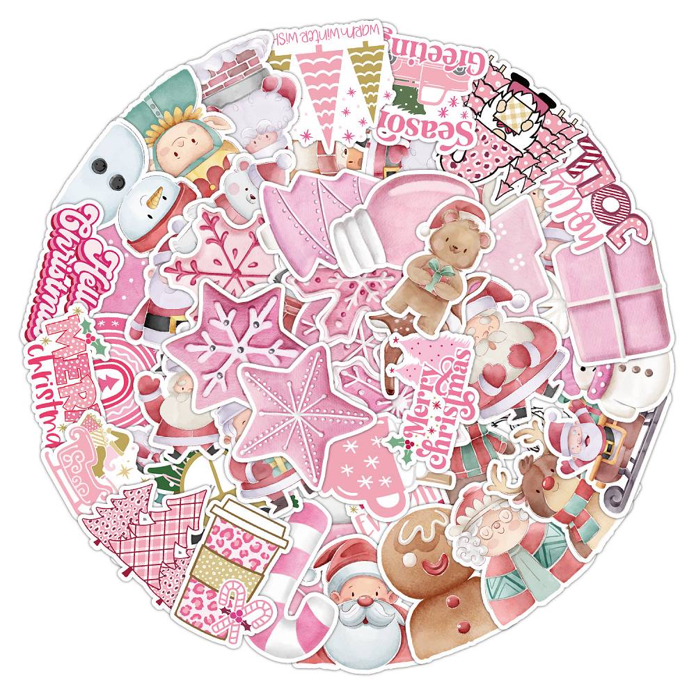 50 Pink Christmas Stickers