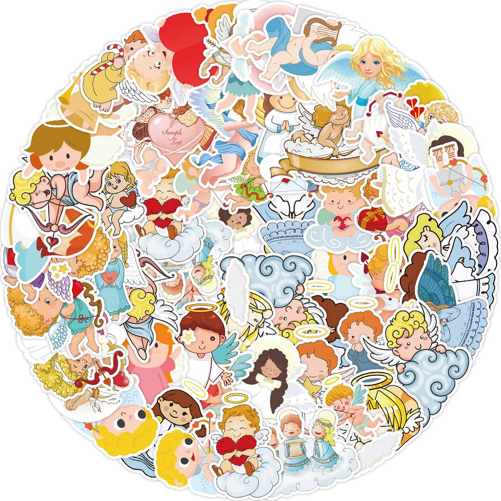 50 cute little angel doodle stickers