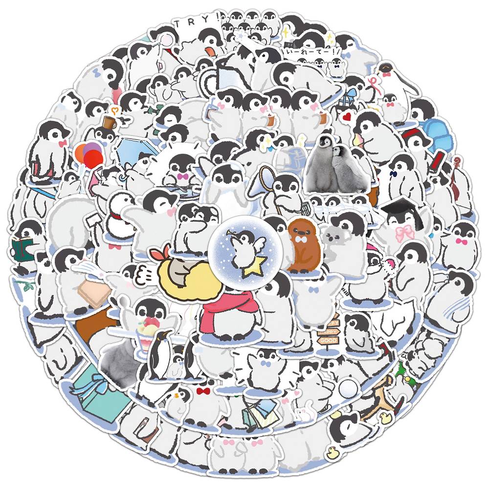 100 Watercolor Penguin Doodle Stickers