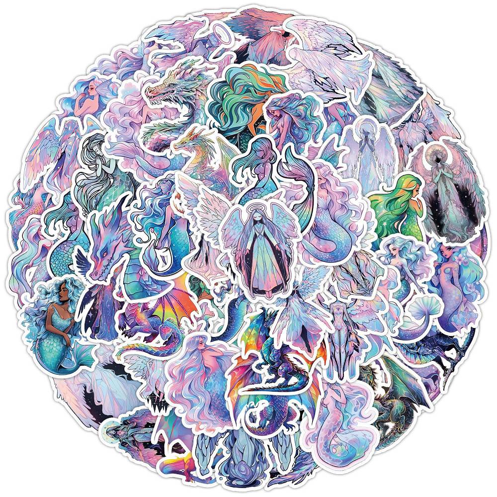 50 PCS Angel Mermaid Holographic Graffiti Sticker