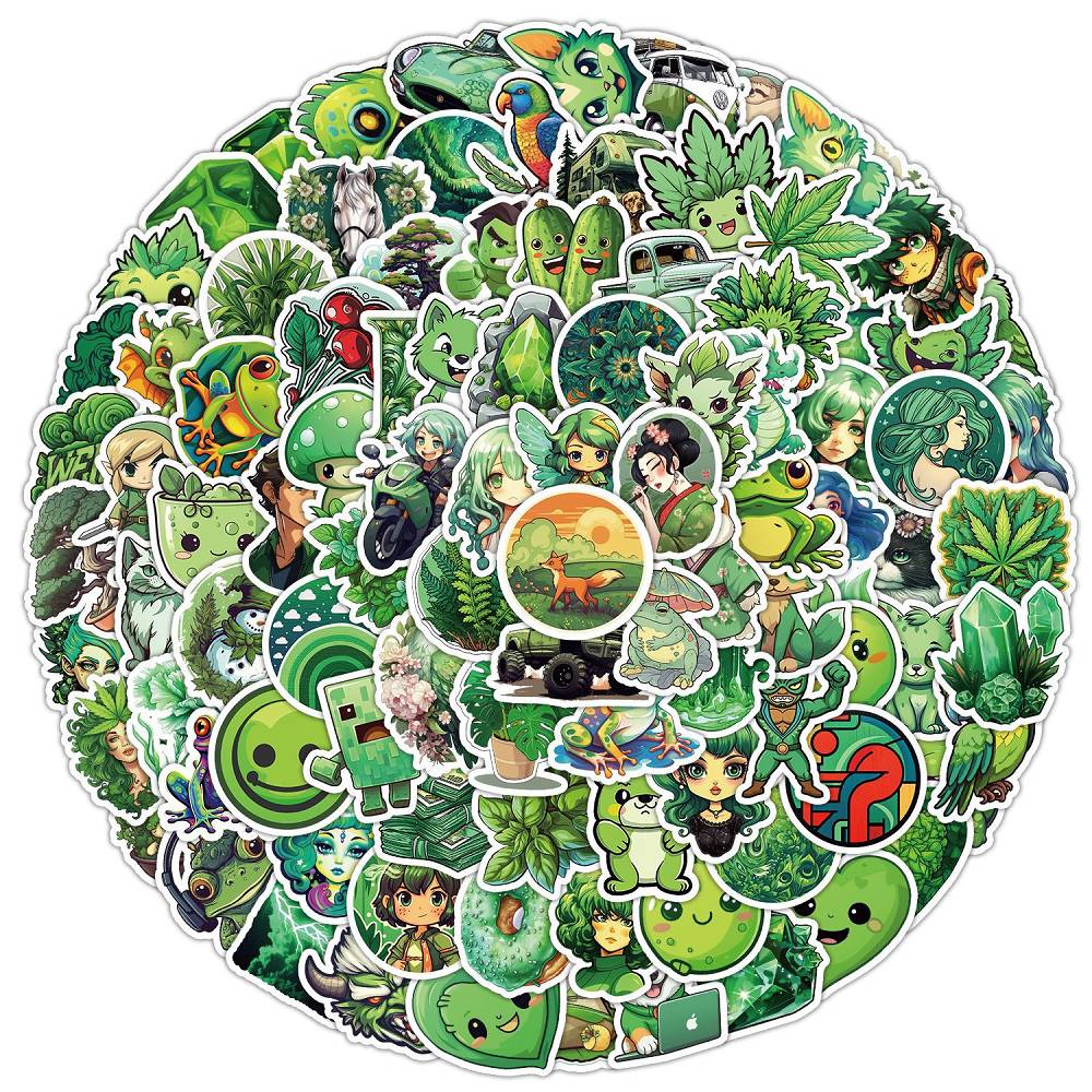 100 PCS Green graffiti stickers