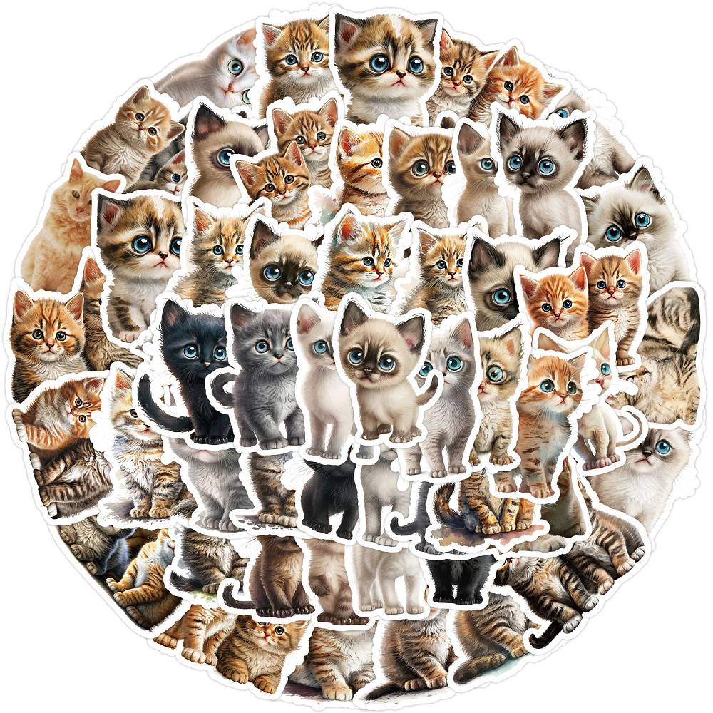 50 PCS Cute big-eyed kitten stickers