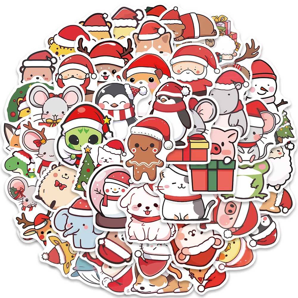 50 PCS Christmas New Cute Christmas Animal Sticker

