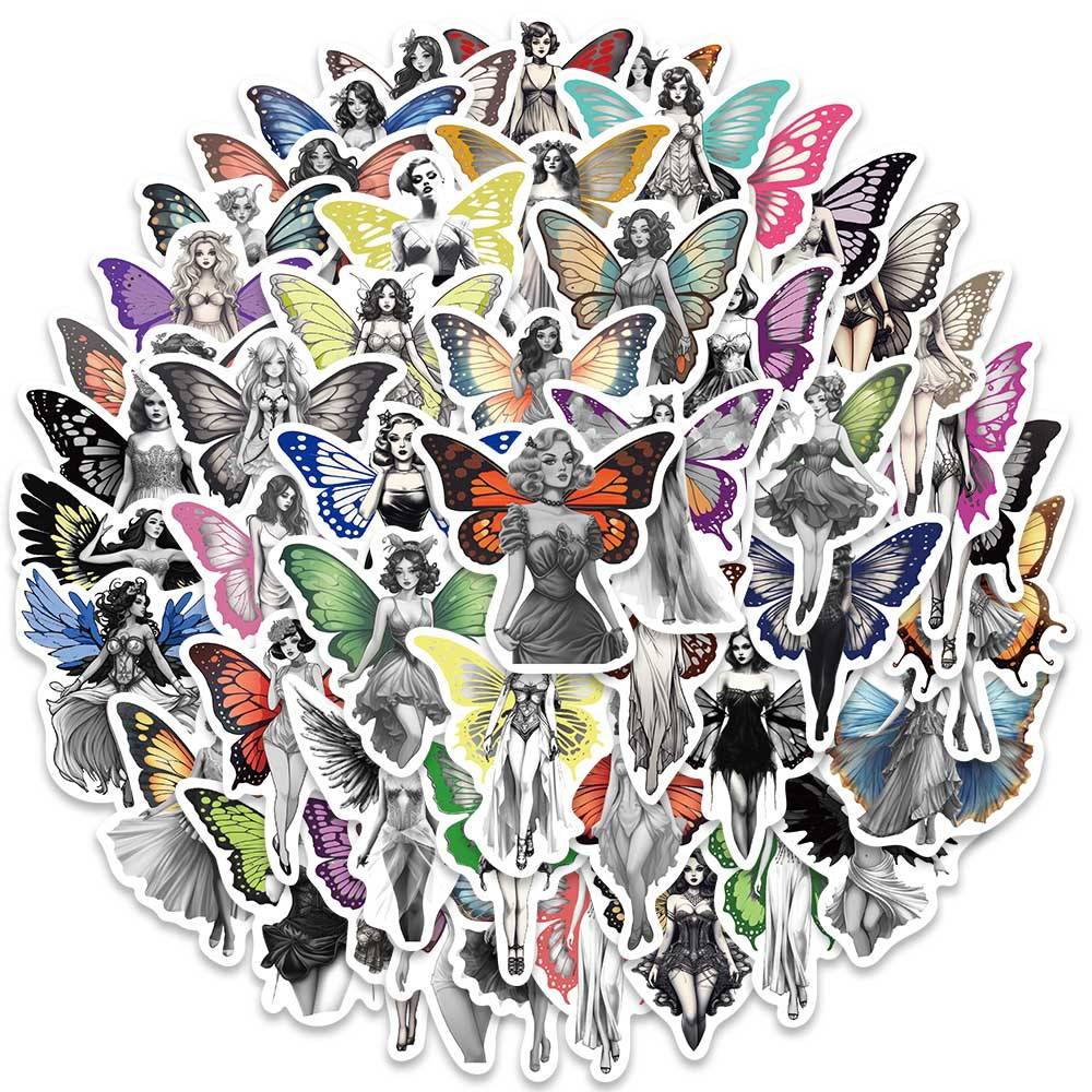 50 PCS Colorful Butterfly Wings Girl Sticker

