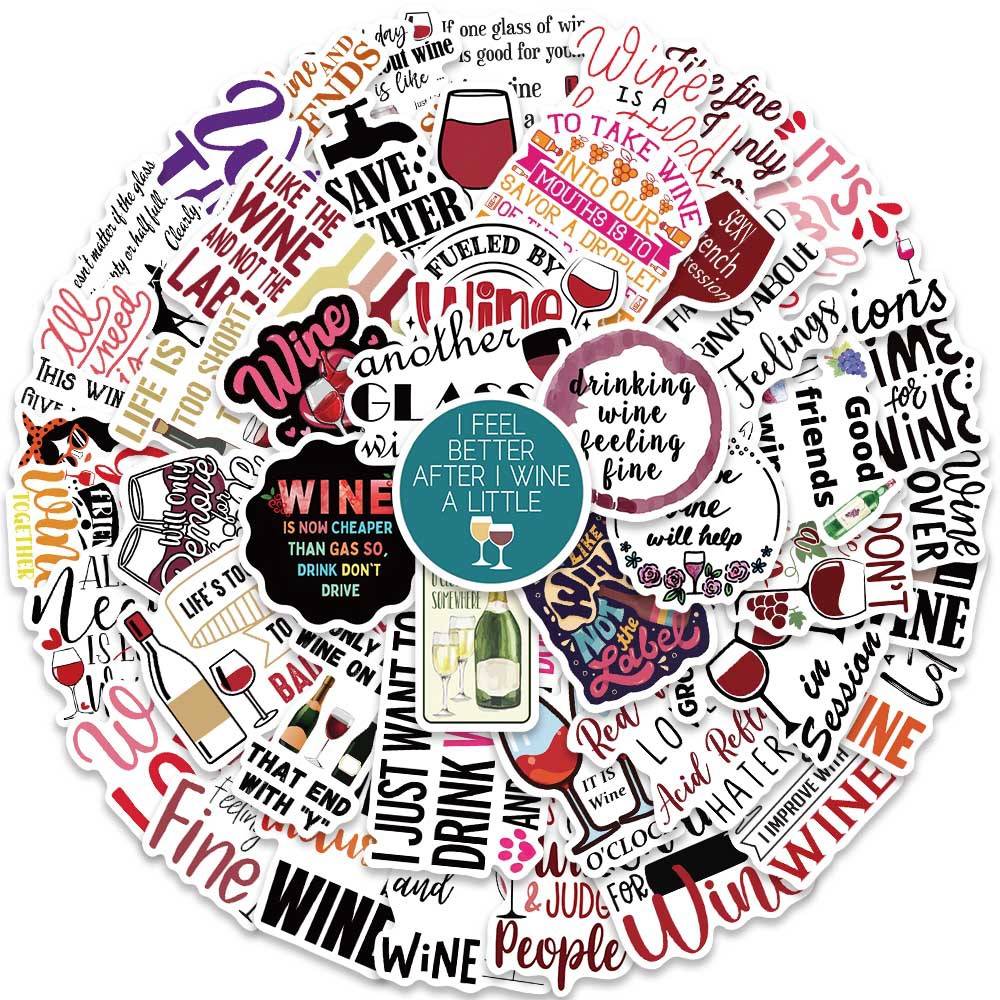 50 PCS Wine Quotes Red Wine Culture Sticker

