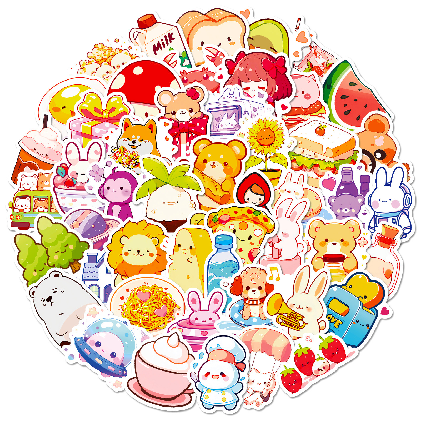 50 adorable children’s cute cartoon food animal bear stickers