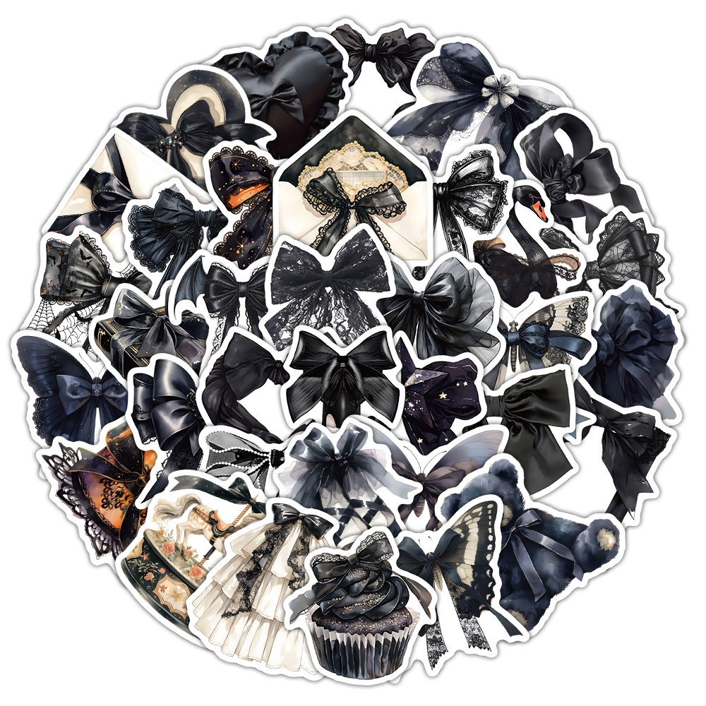 63 Black Bows Style Stickers