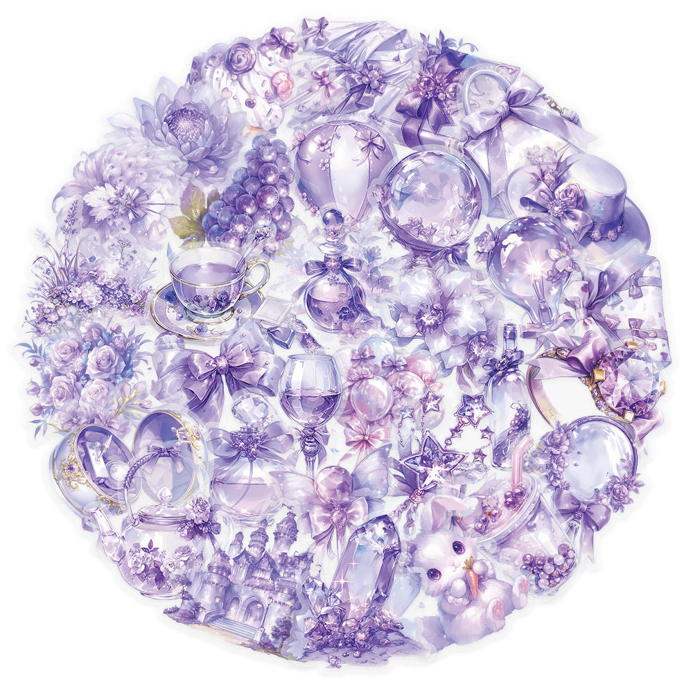 50 pcs creative purple dream new personality stickers can be used to decorate mobile phone cases, notebooks, luggage waterproof stickers