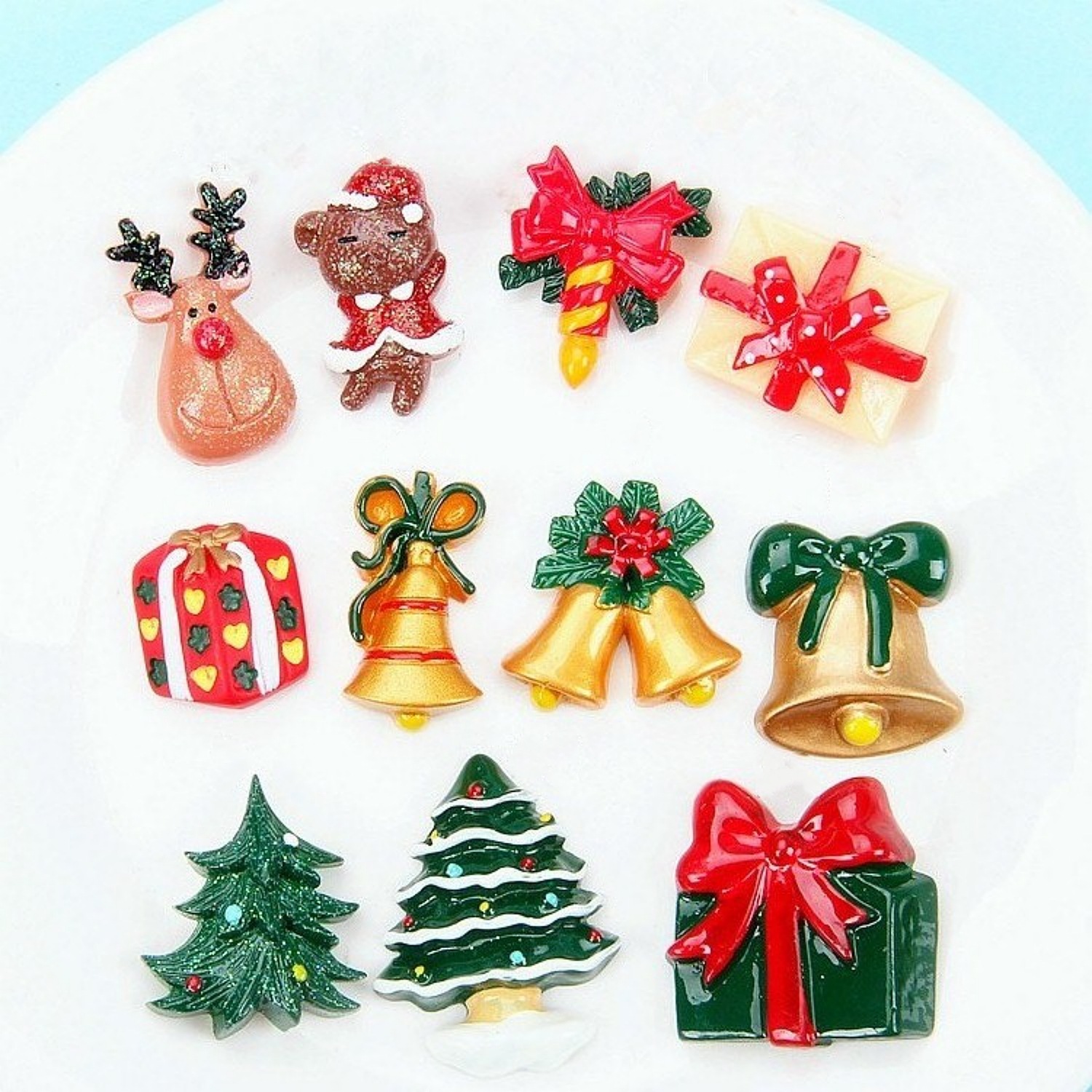Random Mix 10 pcs Christmas bell gift resin DIY accessories